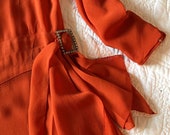1920s Deco tangerine orange silk handerchief hem flapper dress