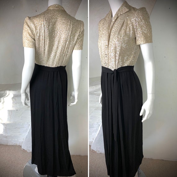 Stunning late 30s sequin and crepe evening gown