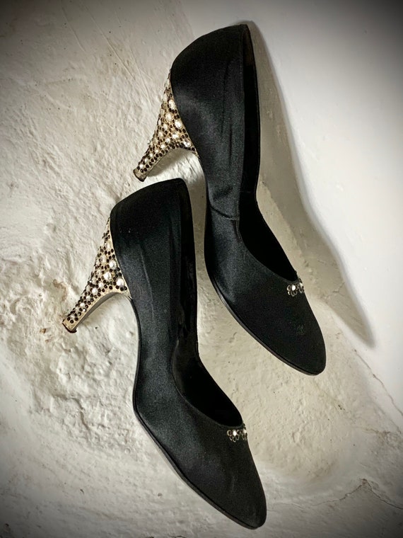 Shoe heel porn 1960s rhinestone/diamante evening s
