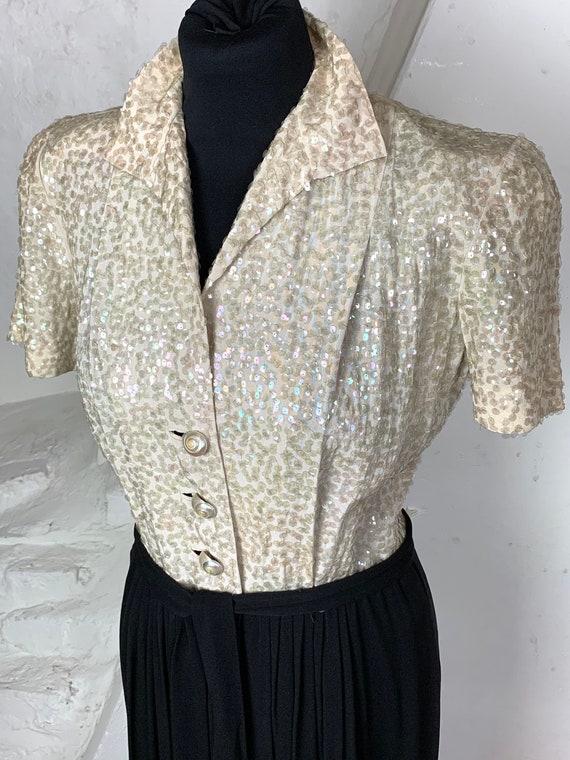 Stunning late 30s sequin and crepe evening gown