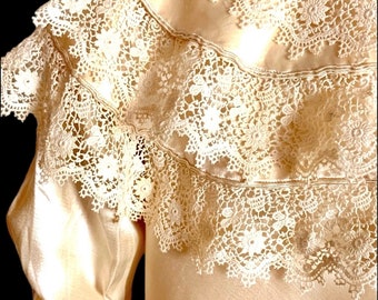 c1900 antique child’s coat, silk and lace.