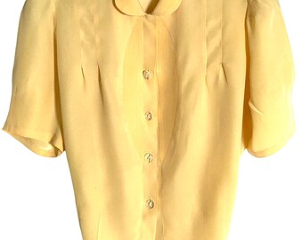 Blusa anni '40 con retro in raso giallo burro