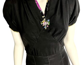 1930s dress with colourful inserts