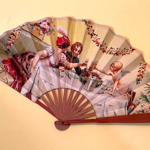 Delightful late c19th advertising fan.Signed.