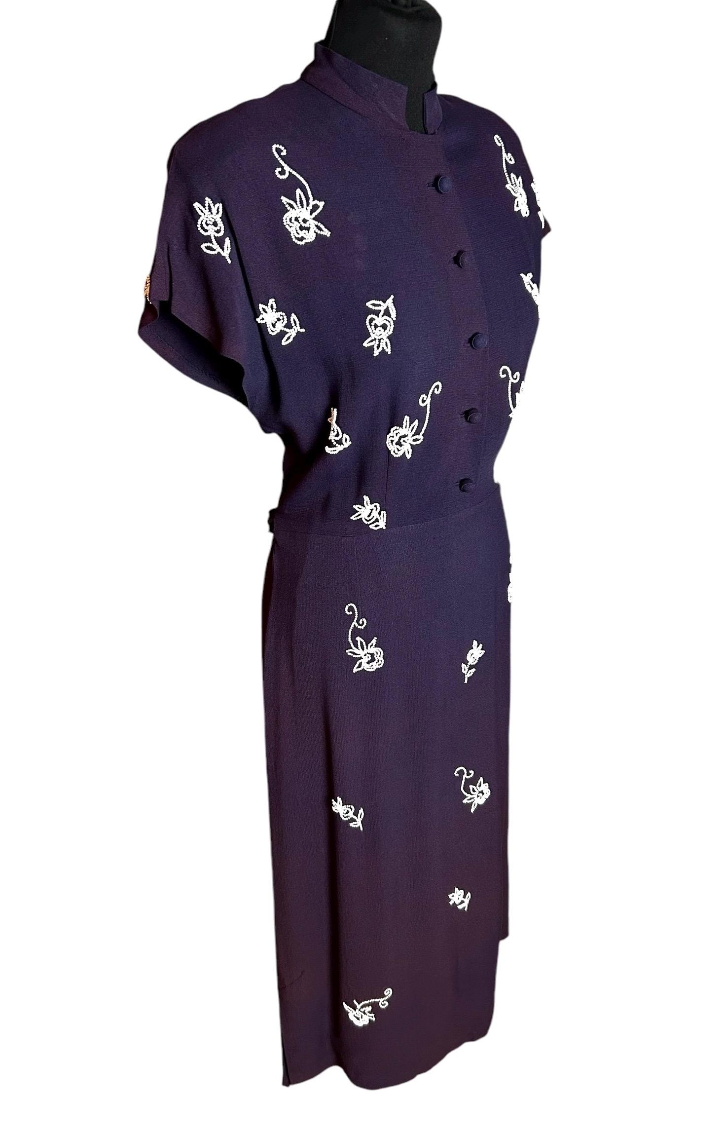 Late 40s beaded navy dress…..