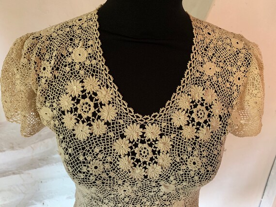 Original 1930s handmade Irish crochet top