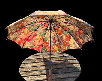 On hold…do not buy..1930s bright floral parasol