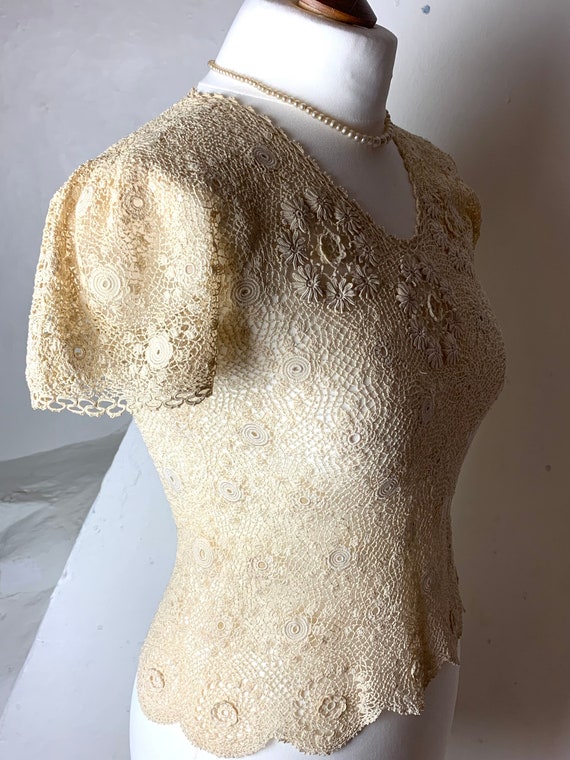 Original 1930s handmade Irish crochet top