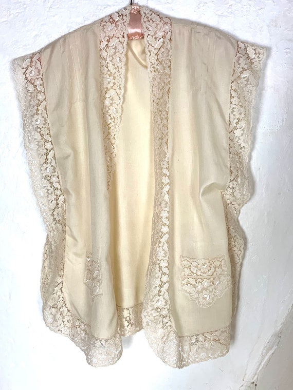 1920s/30s Loose Fit Silk and Lace Jacket With Pockets | Etsy