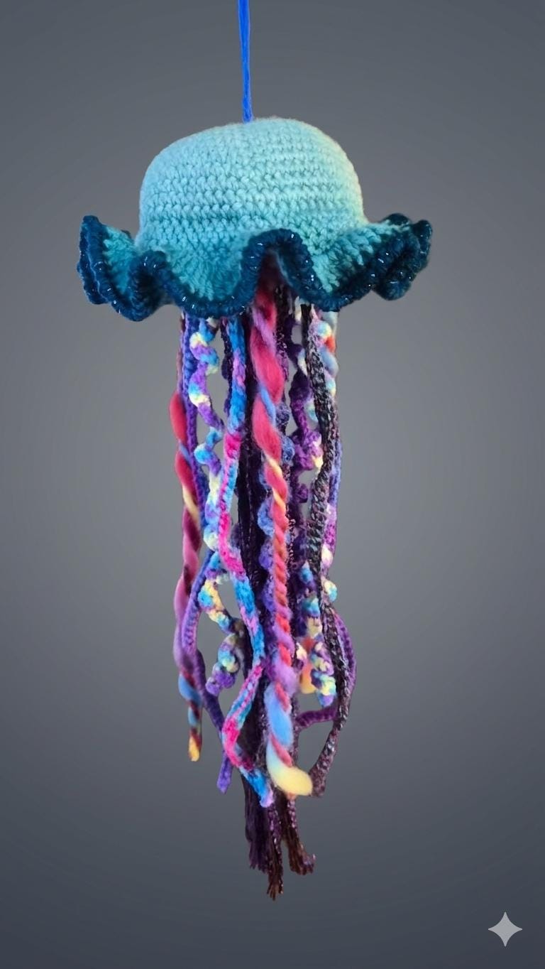 39 Crochet Jellyfish Patterns: Amigurumi, Rattles, Squish, and Keychains 38 Scrap Yarn Jellyfish Crochet