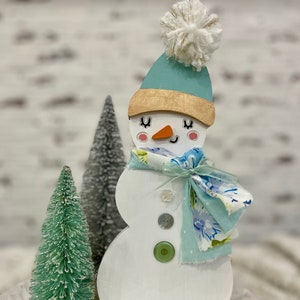 Snowgal with vintage buttons and scarf image 1