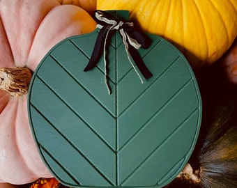 Green engraved wood pumpkin