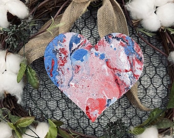 Red, white and blue hydro dipped heart