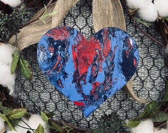 Red, white and blue hydro dipped heart