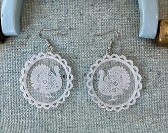 Turkey Earrings | Fall earrings | Thanksgiving earrings | Floral Turkey earrings