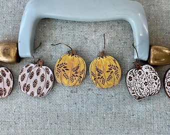 Pumpkin Earrings | Fall earrings | Wood pumpkin earrings