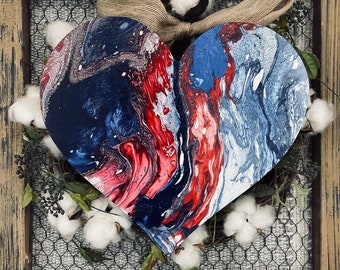 Red, white and blue hydro dipped heart