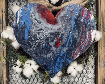 Red, white and blue hydro dipped heart