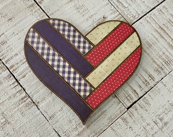 Quilted wooden heart