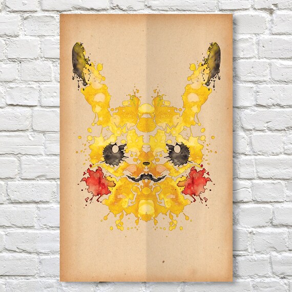 pikachu rorschach poster pokemon 11 x 17 etsy