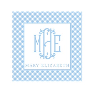 Blue Gingham Personalized Enclosure Cards, Gift Tags, or Stickers