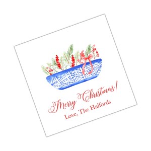 Aquarel kerstbehuizing kaart, kerst tag, kerst sticker aangepaste kerst tag gepersonaliseerde kerst behuizing kaart