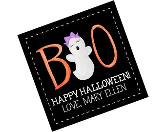 Watercolor Ghost Boo Halloween Treat Tag