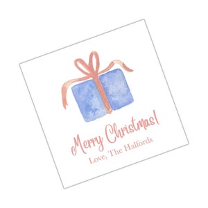 Aquarel kerstbehuizing kaart, kerst tag, kerst sticker aangepaste kerst tag gepersonaliseerde kerst behuizing kaart