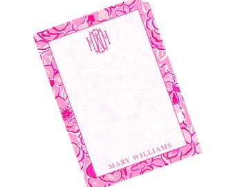 Bloc-notes floral aquarelle, Bloc-notes monogramme, Liste de choses à faire, Cadeau monogrammé, Cadeau personnalisé, Été, Couleurs vives