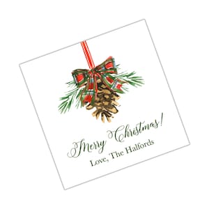 Aquarel kerstbehuizing kaart, kerst tag, kerst sticker aangepaste kerst tag gepersonaliseerde kerst behuizing kaart