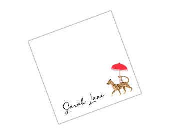 Chinoiserie Cheetah Personalized Notepad, To Do List, Monogrammed Gift, Personalized Gift Preppy Notepad, Grandmillennial Notepad