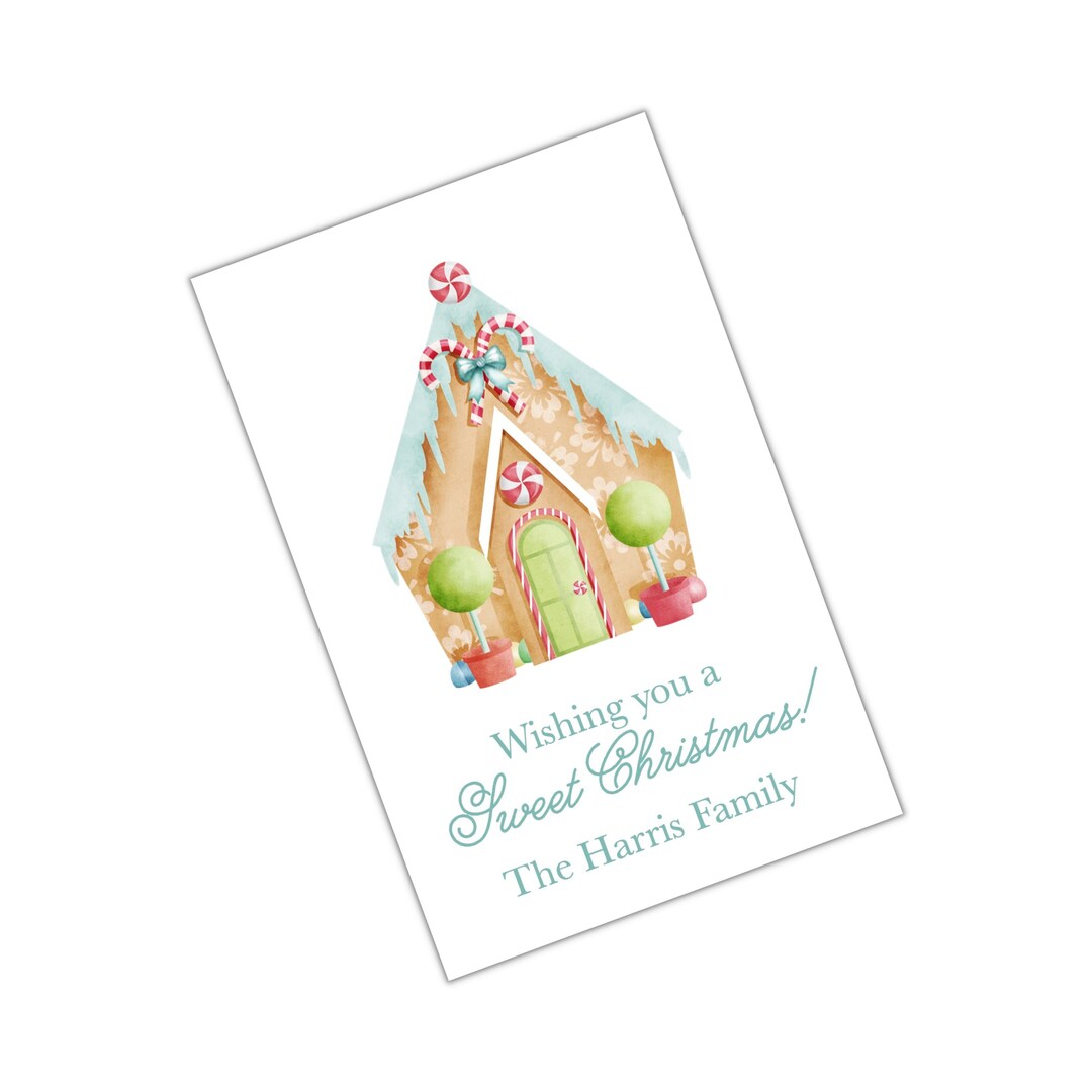 Watercolor Gingerbread House Enclosure Card, Christmas Tag, Christmas