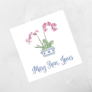 Aquarell-Ingwerglas-Rosa-Orchideen-Einschließungskarten-Visitenkarte