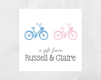 Tarjetas de gabinete personalizadas, etiquetas de regalo o pegatinas pegatinas de hermanos Tarjetas de gabinete de bicicleta