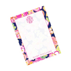 Watercolor Floral Notepad,  Monogram Notepad, To Do List, Monogrammed Gift, Personalized Gift, Summer, Bright Colors
