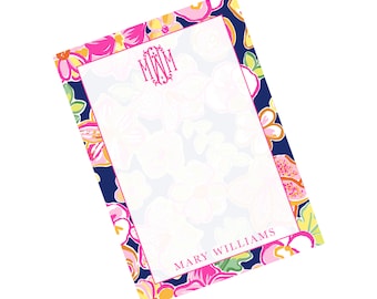 Watercolor Floral Notepad,  Monogram Notepad, To Do List, Monogrammed Gift, Personalized Gift, Summer, Bright Colors