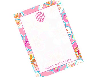 Bloc-notes floral aquarelle, Bloc-notes monogramme, Liste de choses à faire, Cadeau monogrammé, Cadeau personnalisé, Été, Couleurs vives