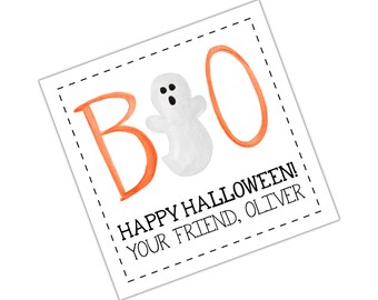 Watercolor Ghost Boo Halloween Treat Tag