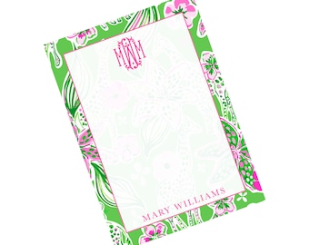 Bloc-notes floral aquarelle, Bloc-notes monogramme, Liste de choses à faire, Cadeau monogrammé, Cadeau personnalisé, Été, Couleurs vives