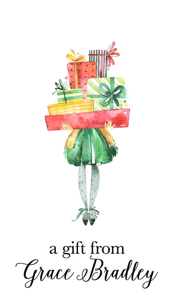 Watercolor Christmas Enclosure Card, Christmas Tag, Christmas Sticker  Customized Christmas Tag Personalized Christmas Enclosure Card - Etsy
