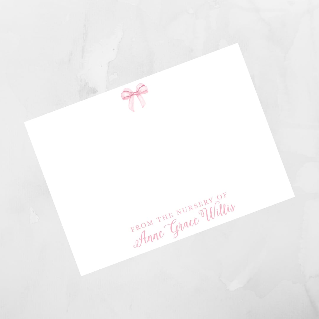 Watercolor Pink Bow Personalized Stationery Set Stationery Gift Set - Etsy