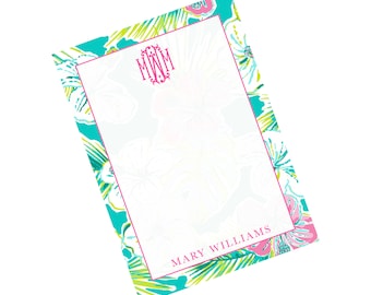 Bloc-notes floral aquarelle, Bloc-notes monogramme, Liste de choses à faire, Cadeau monogrammé, Cadeau personnalisé, Été, Couleurs vives