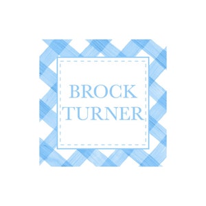 Blue Watercolor Gingham Personalized Enclosure Cards, Gift Tags, or Stickers