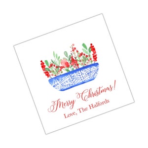Aquarel kerstbehuizing kaart, kerst tag, kerst sticker aangepaste kerst tag gepersonaliseerde kerst behuizing kaart