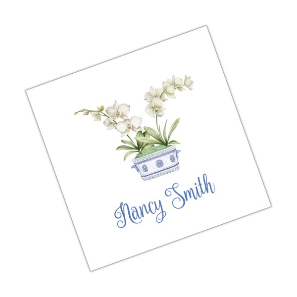 Watercolor Ginger Jar White Orchid Enclosure Cards Calling Card