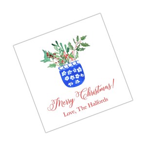 Aquarel kerstbehuizing kaart, kerst tag, kerst sticker aangepaste kerst tag gepersonaliseerde kerst behuizing kaart