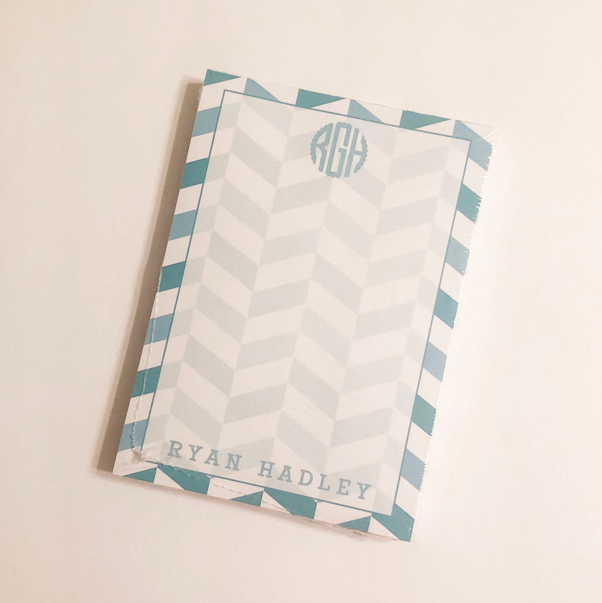 Turquoise and Aqua Monogrammed Notepad Monogram Note Pad To | Etsy