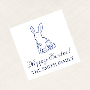 Aquarel Floral Chinoiserie Bunny Rabbit Enclosure Cards, Gift Tags of Stickers Ginger Jar Easter Bunny