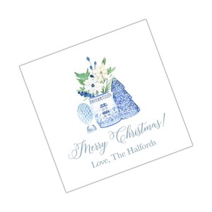 Aquarel kerstbehuizing kaart, kerst tag, kerst sticker aangepaste kerst tag gepersonaliseerde kerst behuizing kaart