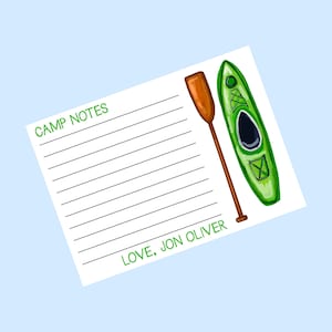 Camp Notes Kayak Stationery for Child or Teen Notecard Personalized Stationery Gift for Child Gift for Teen